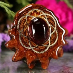 TEP Red Garnet With Gold Seed Of Life Pendants