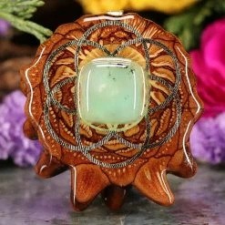 TEP Pendants Chrysoprase With Gold Seed Of Life