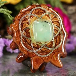 TEP Pendants Chrysoprase With Gold Seed Of Life