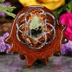 TEP Chrysoprase With Silver Seed Of Life