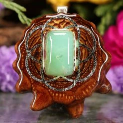 TEP Chrysoprase With Silver Seed Of Life
