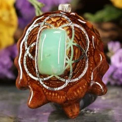 TEP Chrysoprase With Silver Seed Of Life