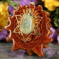 TEP Chrysoprase With Gold Merkaba Pendants