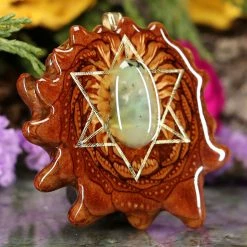 TEP Chrysoprase With Gold Merkaba Pendants