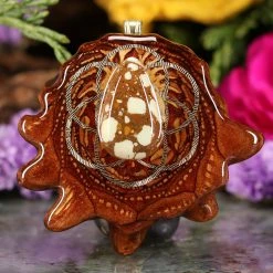 TEP Lemon Chrysoprase With Gold Seed Of Life Pendants