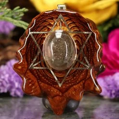 TEP Pendants Gray Druzy Quartz With Gold Merkaba