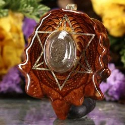 TEP Pendants Gray Druzy Quartz With Gold Merkaba 6 TEP Pendants Gray Druzy Quartz With Gold Merkaba