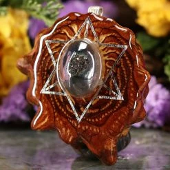 TEP Gray Druzy Quartz With Silver Merkaba