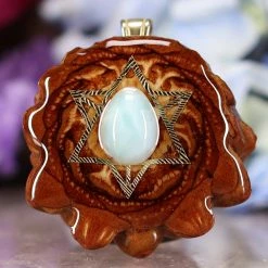 TEP Larimar With Gold Merkaba Pendants