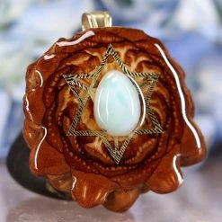 TEP Larimar With Gold Merkaba Pendants