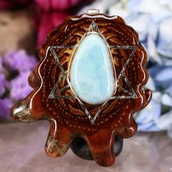TEP Pendants Larimar With Silver Merkaba