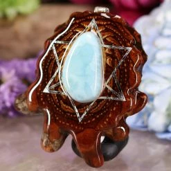 TEP Pendants Larimar With Silver Merkaba