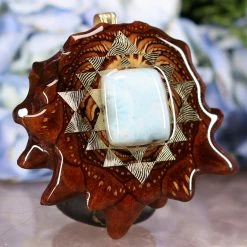 TEP Larimar With Gold Sri Yantra Pendants 7 TEP Larimar With Gold Sri Yantra Pendants