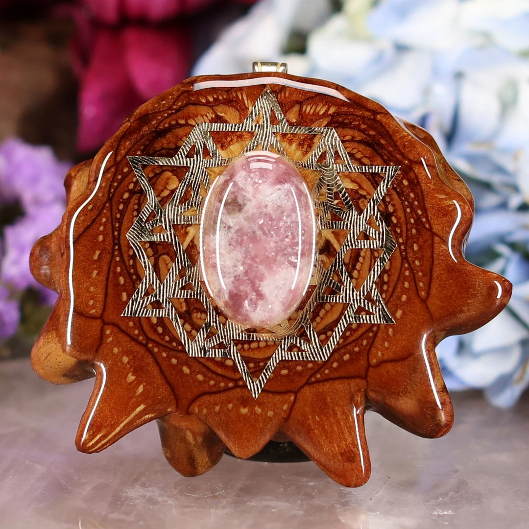 TEP Lepidolite With Gold 64 Star Tetrahedron 3 TEP Lepidolite With Gold 64 Star Tetrahedron