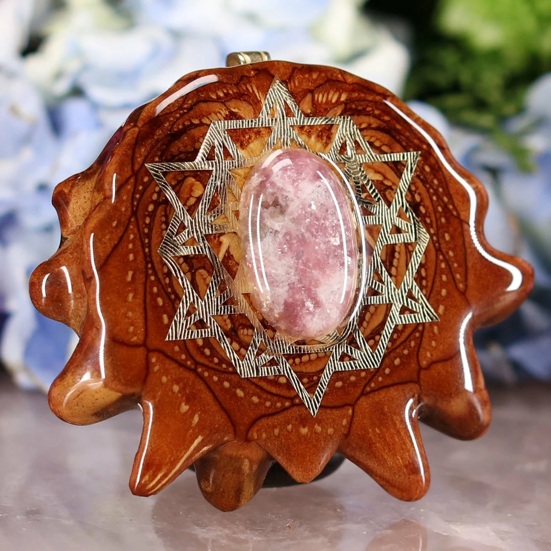 TEP Lepidolite With Gold 64 Star Tetrahedron 5 TEP Lepidolite With Gold 64 Star Tetrahedron