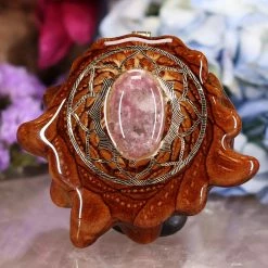 TEP Pendants Lepidolite With Gold Lotus