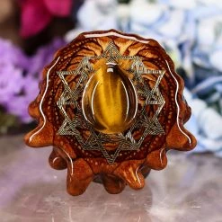 TEP Pendants Yellow Tiger's Eye With Gold 64 Star Tetrahedron