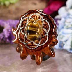 TEP Yellow Tiger's Eye With Silver Seed Of Life Pendants