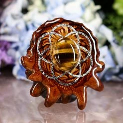 TEP Yellow Tiger's Eye With Silver Seed Of Life Pendants