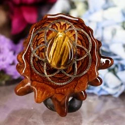 TEP Yellow Tiger's Eye With Gold Seed Of Life Pendants