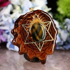 TEP Yellow Tiger's Eye With Gold Merkaba 7 TEP Yellow Tiger's Eye With Gold Merkaba