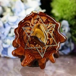 TEP Pendants Yellow Tiger's Eye With Gold Merkaba