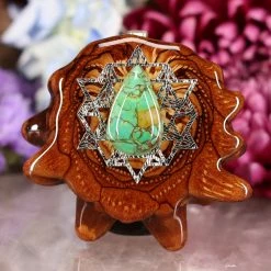 TEP Green Mohave Turquoise With Silver 64 Star Tetrahedron Pendants