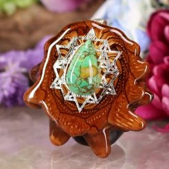 TEP Green Mohave Turquoise With Silver 64 Star Tetrahedron Pendants