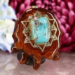 TEP Blue Mohave Turquoise With Gold 64 Star Tetrahedron 7 TEP Blue Mohave Turquoise With Gold 64 Star Tetrahedron