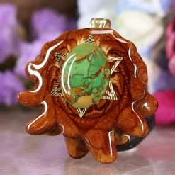 TEP Green Mohave Turquoise With Gold Merkaba Pendants
