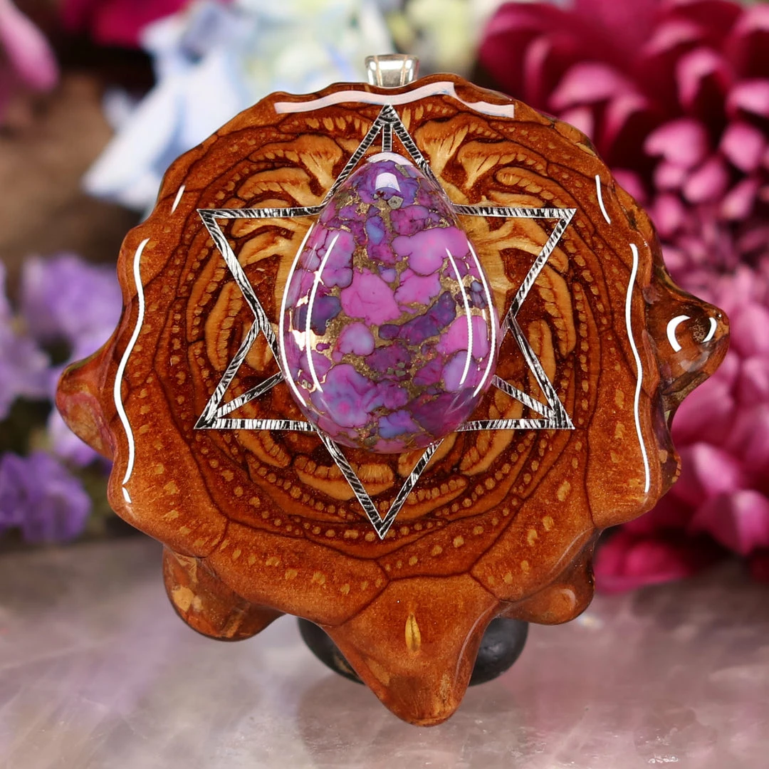 TEP Purple Mohave Turquoise With Silver Merkaba Pendants 3 TEP Purple Mohave Turquoise With Silver Merkaba Pendants