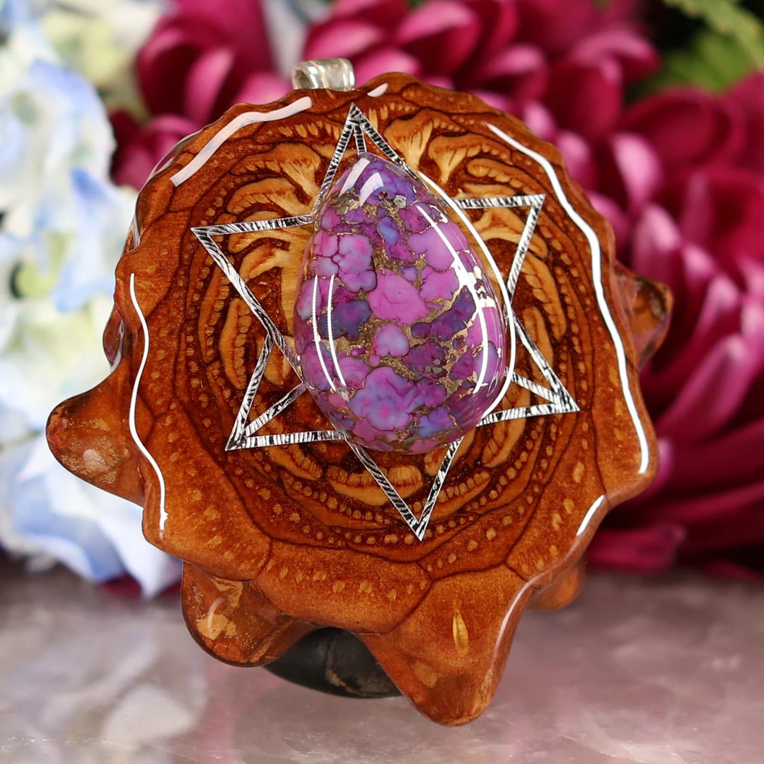 TEP Purple Mohave Turquoise With Silver Merkaba Pendants 5 TEP Purple Mohave Turquoise With Silver Merkaba Pendants