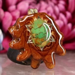 TEP Green Mohave Turquoise With Gold Merkaba Pendants 7 TEP Green Mohave Turquoise With Gold Merkaba Pendants