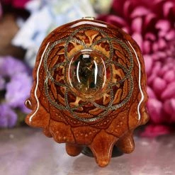 TEP Pendants Yellow Amber With Gold Seed Of Life