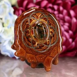 TEP Pendants Yellow Amber With Gold Seed Of Life