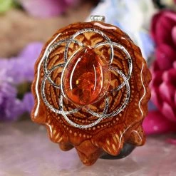 TEP Red Amber With Silver Seed Of Life
