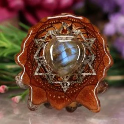 TEP Pendants Labradorite Heart With Gold 64 Star Tetrahedron