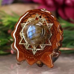 TEP Pendants Labradorite Heart With Gold 64 Star Tetrahedron