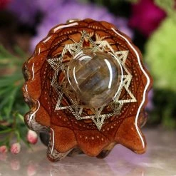 TEP Pendants Labradorite Heart With Gold 64 Star Tetrahedron