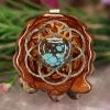 TEP Turquoise Heart With Gold Seed Of Life Pendants
