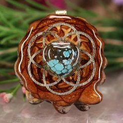 TEP Turquoise Heart With Gold Seed Of Life Pendants