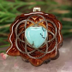 TEP Turquoise Heart With Gold Seed Of Life