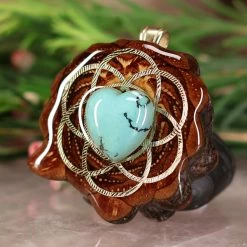 TEP Turquoise Heart With Gold Seed Of Life