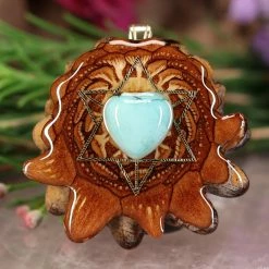 TEP Turquoise Heart With Gold Merkaba