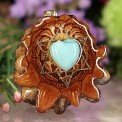 TEP Turquoise Heart With Gold Merkaba
