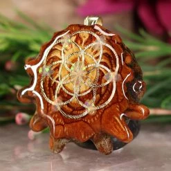 TEP White Opal With Gold Seed Of Life Multi-Stone And Back Om