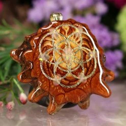 TEP White Opal With Gold Seed Of Life Multi-Stone And Back Om