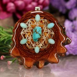 TEP Turquoise With Gold 64 Star Tetrahedron Multi-Stone And Back Om