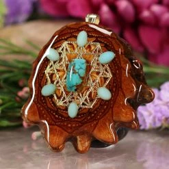 TEP Turquoise With Gold 64 Star Tetrahedron Multi-Stone And Back Om