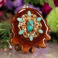 TEP Turquoise With Gold 64 Star Tetrahedron Multi-Stone And Back Om